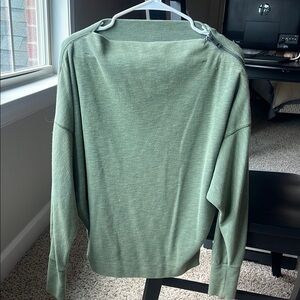 Free People Green Sweater with Zipper Detail